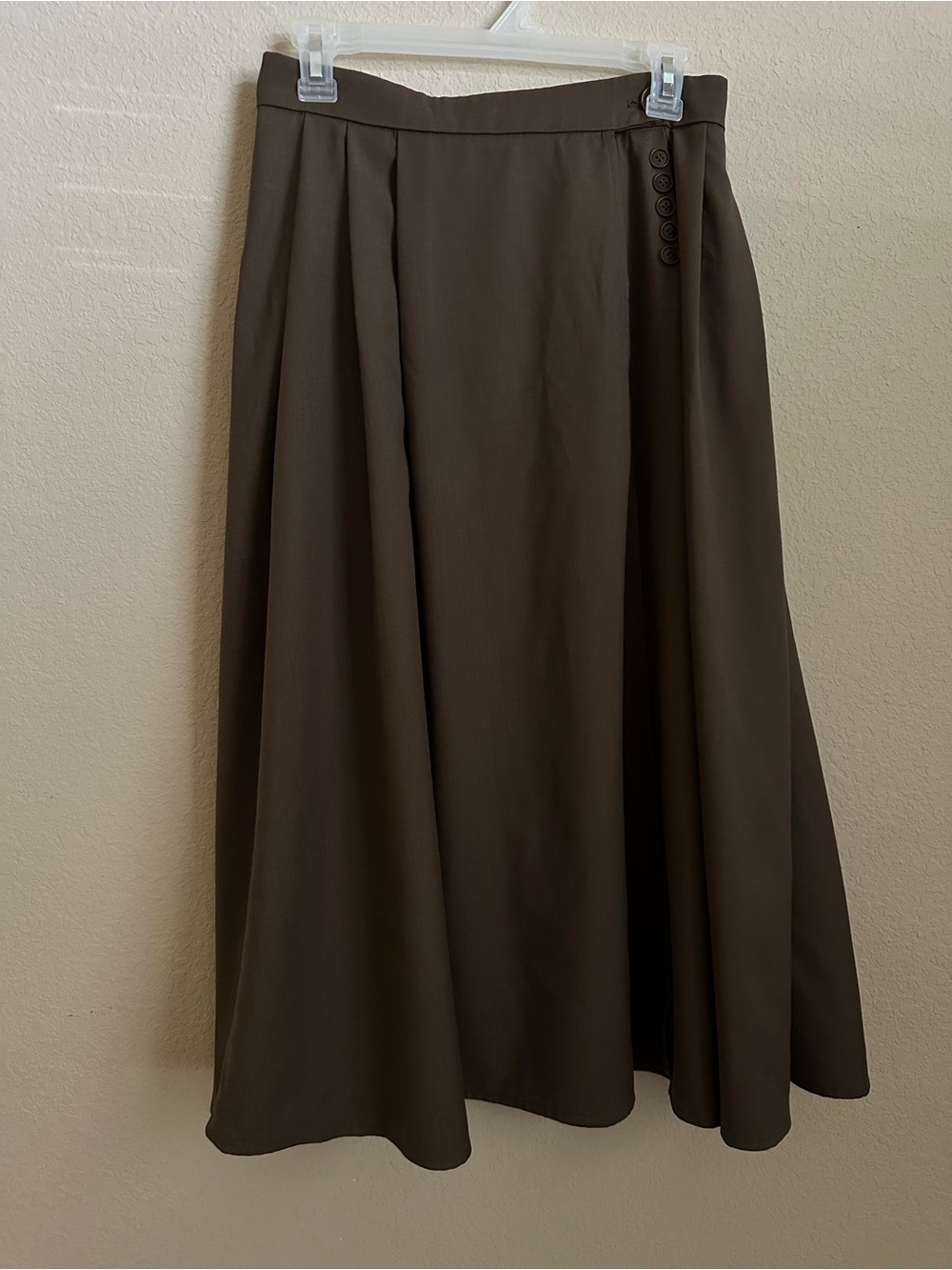 Simply Retro Wrap High Waisted Midi Skirt Dark Brown Size M